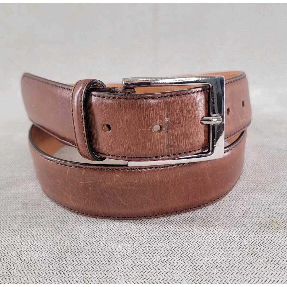 To Boot New York Adam Derrick Leather Belt Size 36 Made In Italy Brown Dress